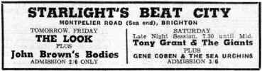 Tony Grant at the Starlight 1966