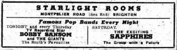 The Starlight Rooms advert 1963